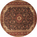 Round Machine Washable Persian Brown Traditional Rug, wshtr2126brn