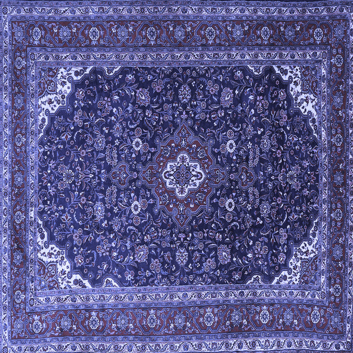 Square Machine Washable Persian Blue Traditional Rug, wshtr2126blu