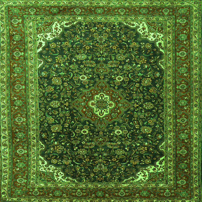 Round Machine Washable Persian Green Traditional Area Rugs, wshtr2126grn