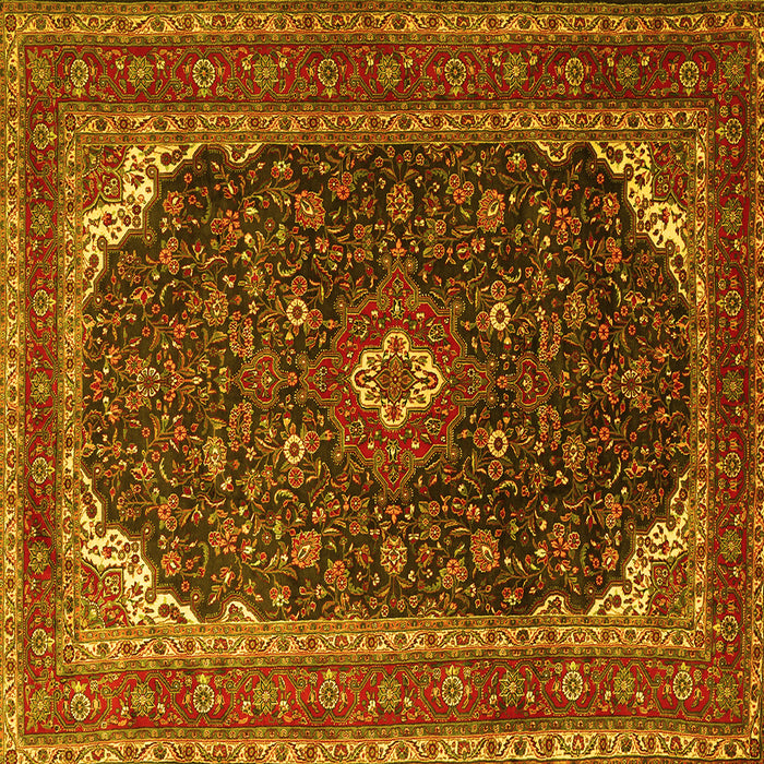 Square Machine Washable Persian Yellow Traditional Rug, wshtr2126yw