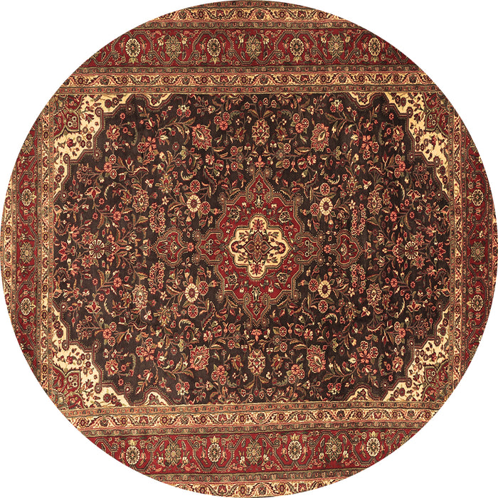 Round Persian Brown Traditional Rug, tr2126brn