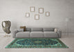 Machine Washable Persian Turquoise Traditional Area Rugs in a Living Room,, wshtr2126turq