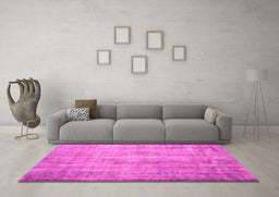 Machine Washable Persian Pink Traditional Rug in a Living Room, wshtr2127pnk
