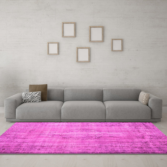 Machine Washable Persian Pink Traditional Rug in a Living Room, wshtr2127pnk