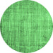 Round Persian Emerald Green Traditional Rug, tr2127emgrn