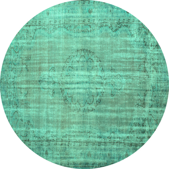 Round Persian Turquoise Traditional Rug, tr2127turq
