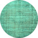 Round Persian Turquoise Traditional Rug, tr2127turq