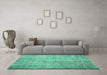 Machine Washable Persian Turquoise Traditional Area Rugs in a Living Room,, wshtr2127turq