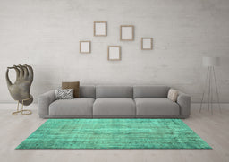Machine Washable Persian Turquoise Traditional Area Rugs in a Living Room,, wshtr2127turq