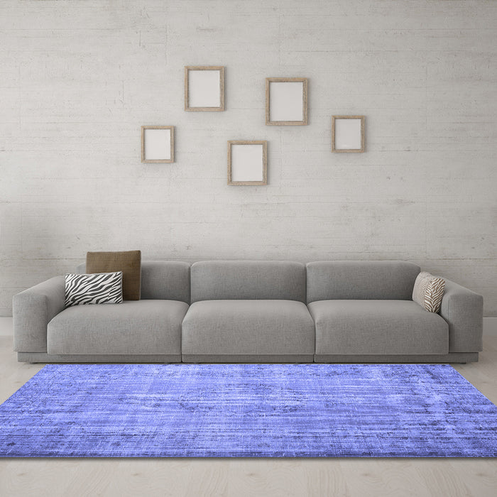 Machine Washable Persian Blue Traditional Rug in a Living Room, wshtr2127blu