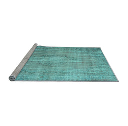 Sideview of Machine Washable Persian Light Blue Traditional Rug, wshtr2127lblu