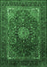 Machine Washable Medallion Emerald Green Traditional Area Rugs, wshtr2128emgrn