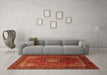 Machine Washable Medallion Orange Traditional Area Rugs in a Living Room, wshtr2128org