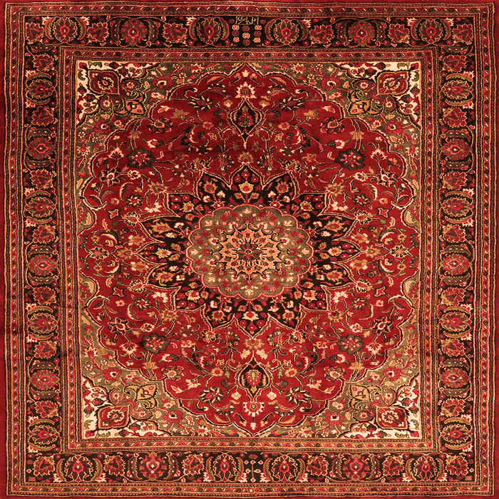 Serging Thickness of Medallion Orange Traditional Rug, tr2128org