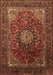 Machine Washable Medallion Brown Traditional Rug, wshtr2128brn