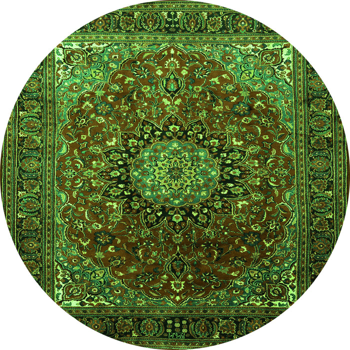 Square Medallion Green Traditional Rug, tr2128grn