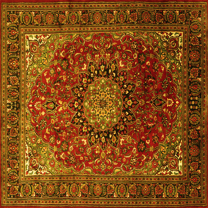 Square Medallion Yellow Traditional Rug, tr2128yw