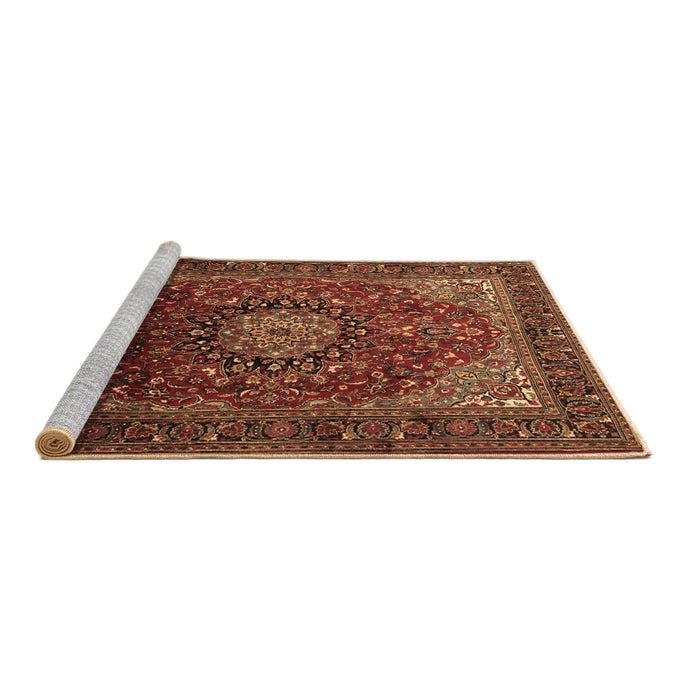 Sideview of Machine Washable Medallion Brown Traditional Rug, wshtr2128brn