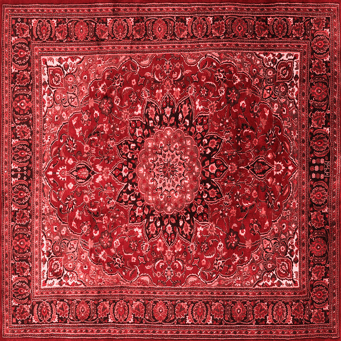 Machine Washable Medallion Red Traditional Rug, wshtr2128red