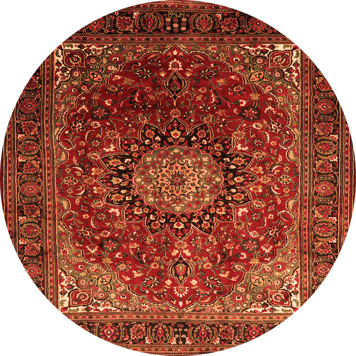 Machine Washable Medallion Orange Traditional Area Rugs, wshtr2128org