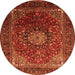 Machine Washable Medallion Orange Traditional Area Rugs, wshtr2128org