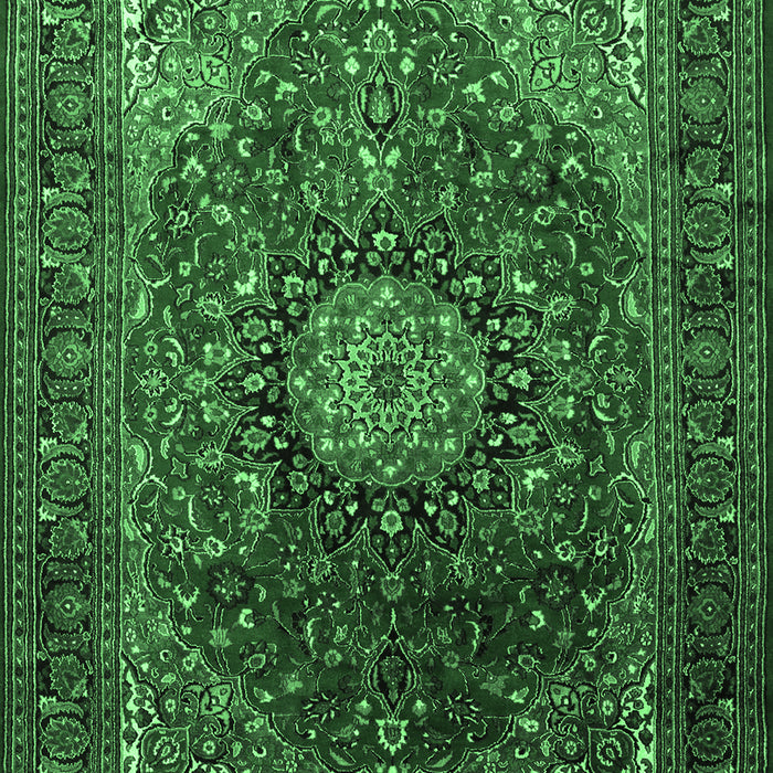 Medallion Emerald Green Traditional Rug, tr2128emgrn