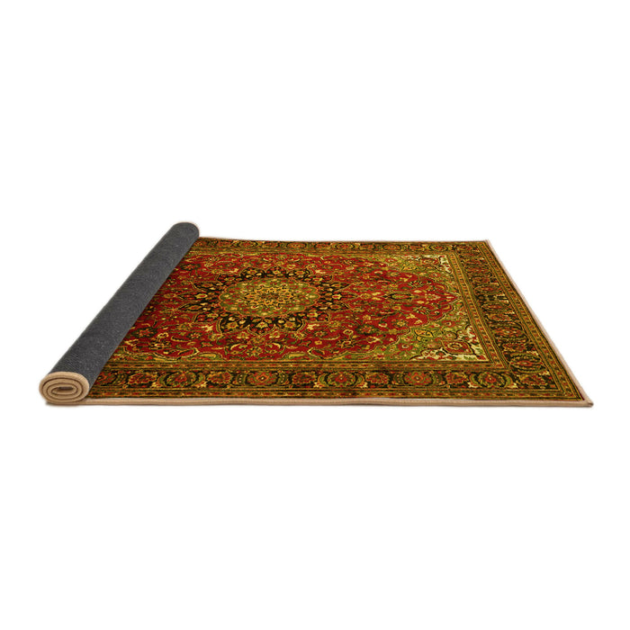 Sideview of Medallion Yellow Traditional Rug, tr2128yw