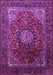 Machine Washable Medallion Purple Traditional Area Rugs, wshtr2128pur