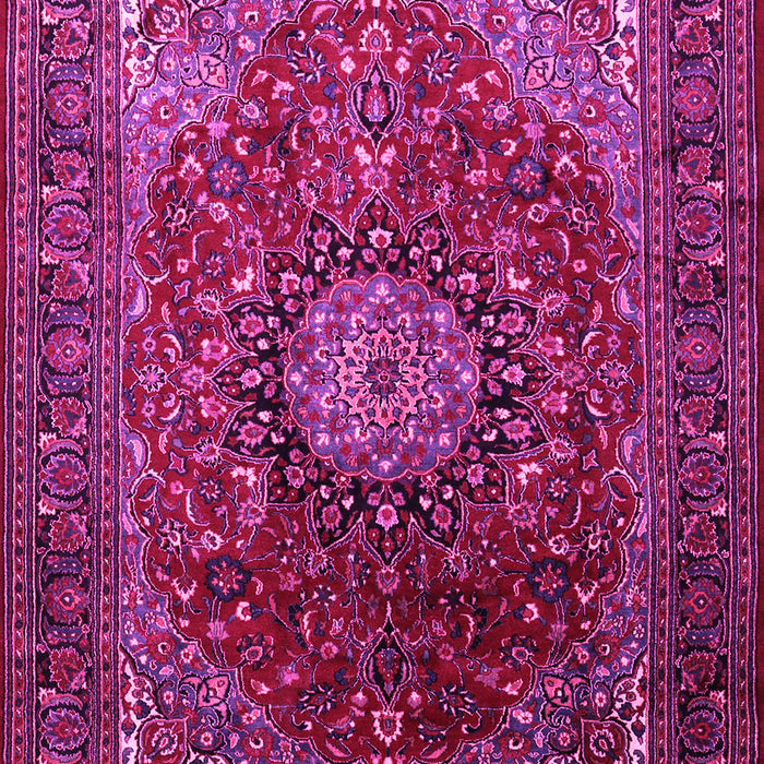 Machine Washable Medallion Pink Traditional Rug, wshtr2128pnk