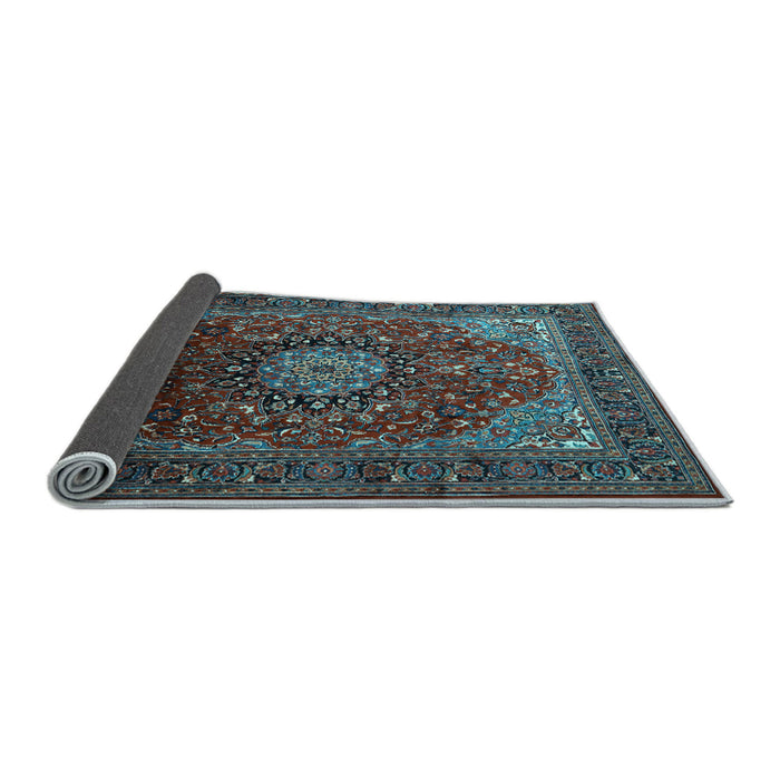 Sideview of Medallion Light Blue Traditional Rug, tr2128lblu