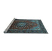 Sideview of Machine Washable Medallion Light Blue Traditional Rug, wshtr2128lblu