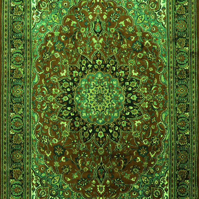 Serging Thickness of Machine Washable Medallion Green Traditional Area Rugs, wshtr2128grn
