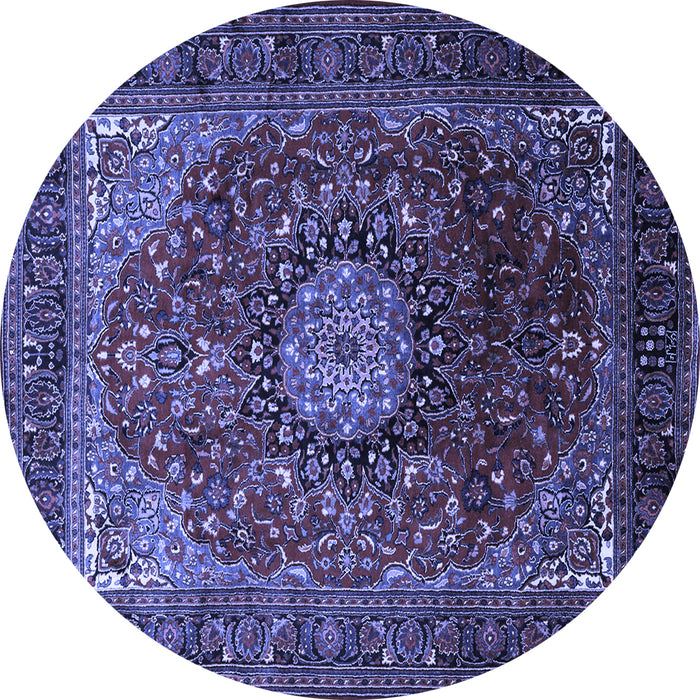 Round Medallion Blue Traditional Rug, tr2128blu