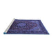 Sideview of Machine Washable Medallion Blue Traditional Rug, wshtr2128blu