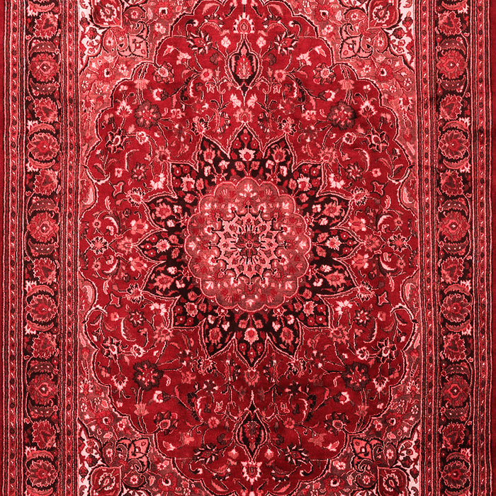 Machine Washable Medallion Red Traditional Rug, wshtr2128red