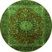 Machine Washable Medallion Green Traditional Area Rugs, wshtr2128grn