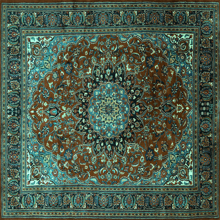 Square Medallion Turquoise Traditional Rug, tr2128turq