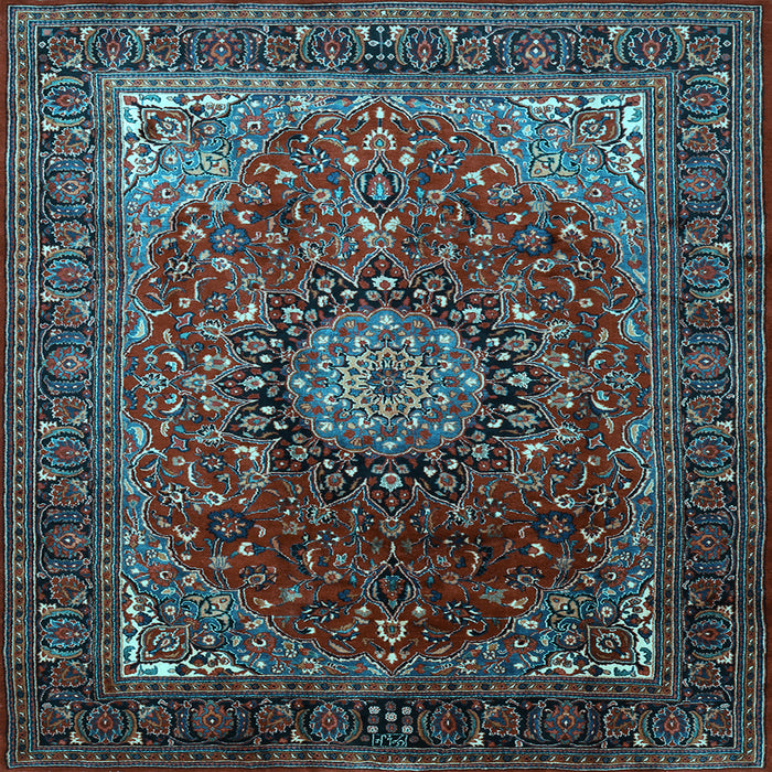 Square Medallion Light Blue Traditional Rug, tr2128lblu