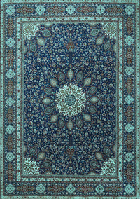 Medallion Light Blue Traditional Rug, tr2129lblu