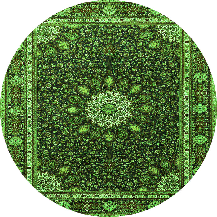 Machine Washable Medallion Green Traditional Area Rugs, wshtr2129grn