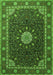 Serging Thickness of Machine Washable Medallion Green Traditional Area Rugs, wshtr2129grn