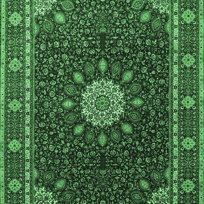 Machine Washable Medallion Emerald Green Traditional Area Rugs, wshtr2129emgrn