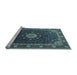 Sideview of Machine Washable Medallion Light Blue Traditional Rug, wshtr2129lblu