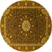 Round Medallion Yellow Traditional Rug, tr2129yw