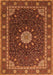 Serging Thickness of Machine Washable Medallion Orange Traditional Area Rugs, wshtr2129org