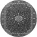 Machine Washable Medallion Gray Traditional Rug, wshtr2129gry