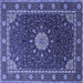 Square Medallion Blue Traditional Rug, tr2129blu