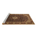 Sideview of Machine Washable Medallion Brown Traditional Rug, wshtr2129brn