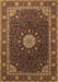 Machine Washable Medallion Brown Traditional Rug, wshtr2129brn