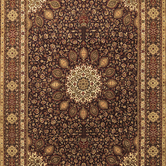 Machine Washable Medallion Brown Traditional Rug, wshtr2129brn